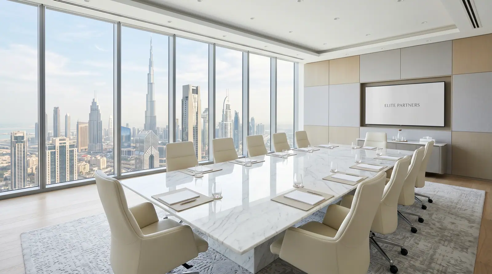 Executive boardroom for corporate and business advisory services
